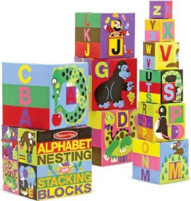 Alphabet nesting and stacking blocs