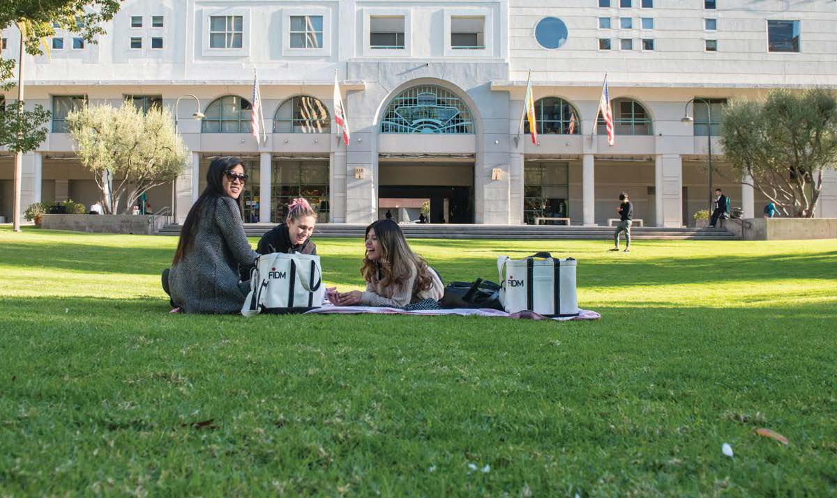 Students in front of school