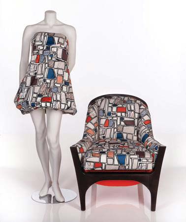 manikin next to chair with same fabric