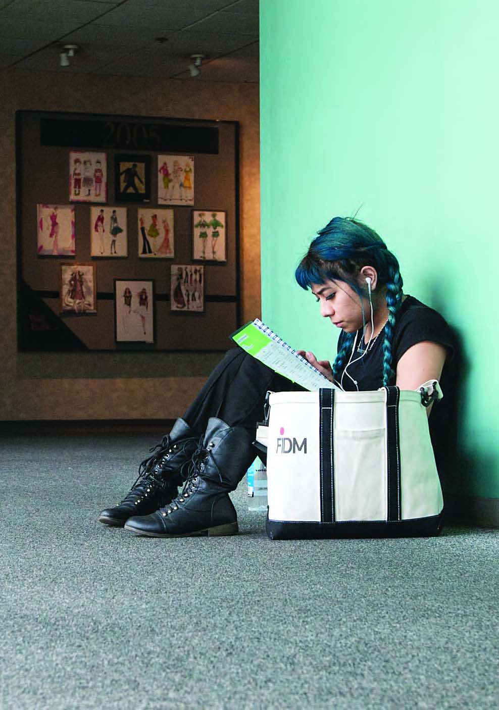 A girl, book, bag